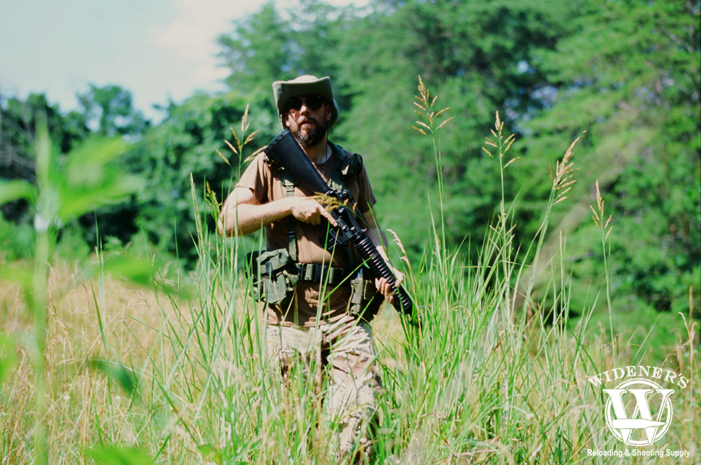 a photo of a man on larp patrol