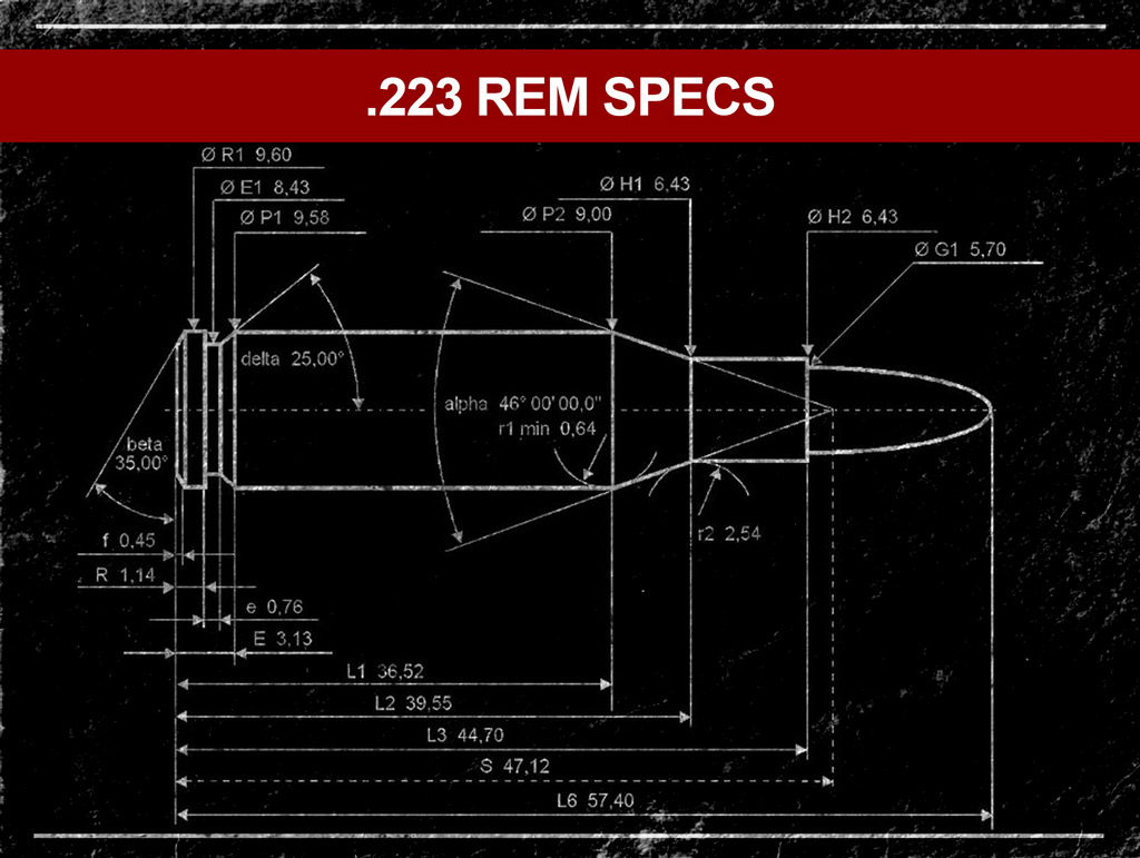 a chart showing 223 rem specs