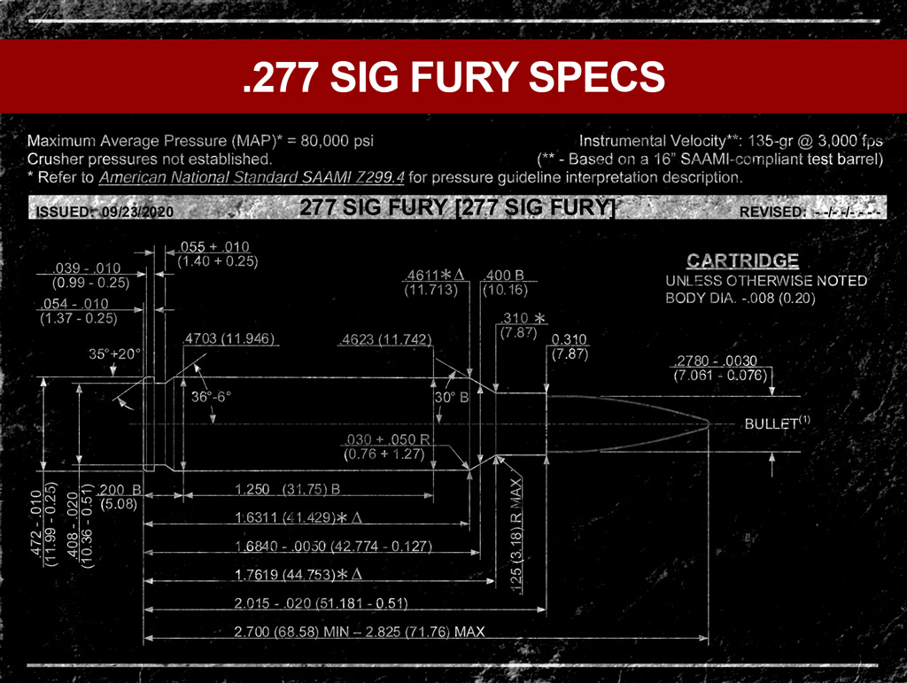 a diagram of the .277 sig fury cartridge specs