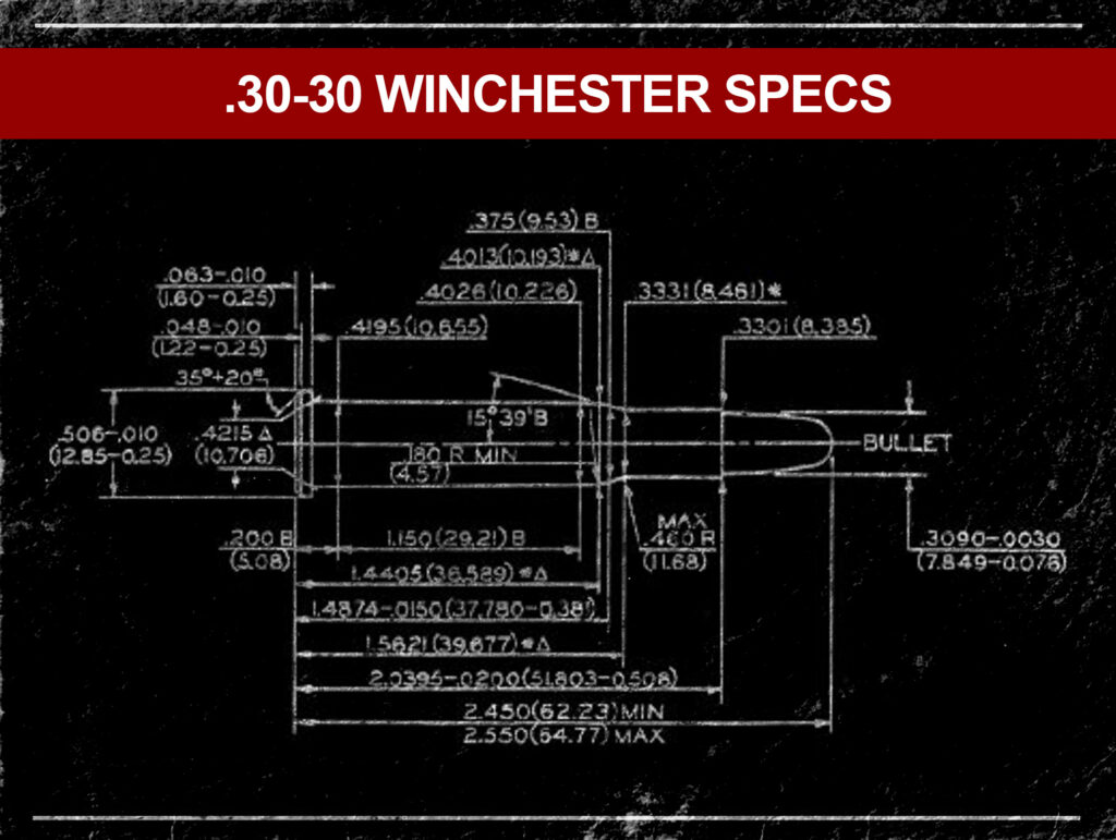 a diagram of the 30-30 cartridge specs