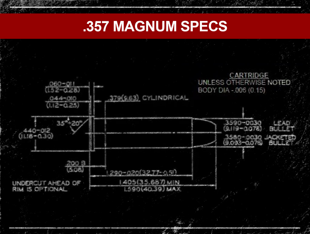 a diagram showing 357 magnum cartridge specs