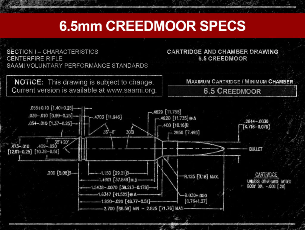a diagram of the 6.5 creedmoor cartridge 