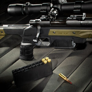 a photo of a bolt action rifle with ammo