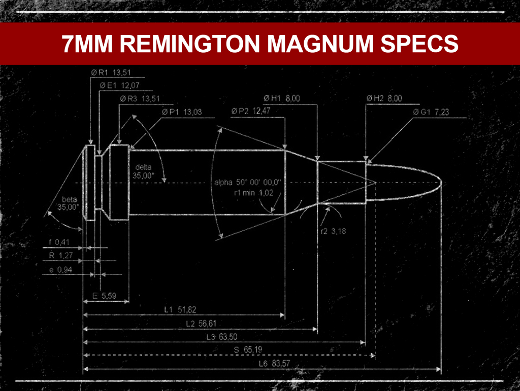 a diagram of 7mm Rem Mag Ammo