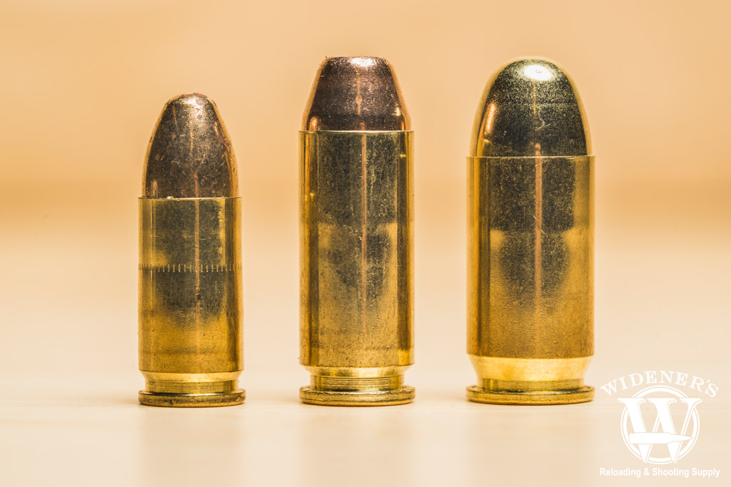 a photo of 9mm 10mm and 45mm fmj ammo