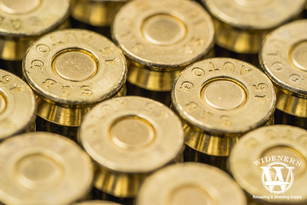 A macro photo of 45 acp bullets