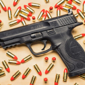 photo of a smith & wesson M&P 9mm pistol for competition shooting matches