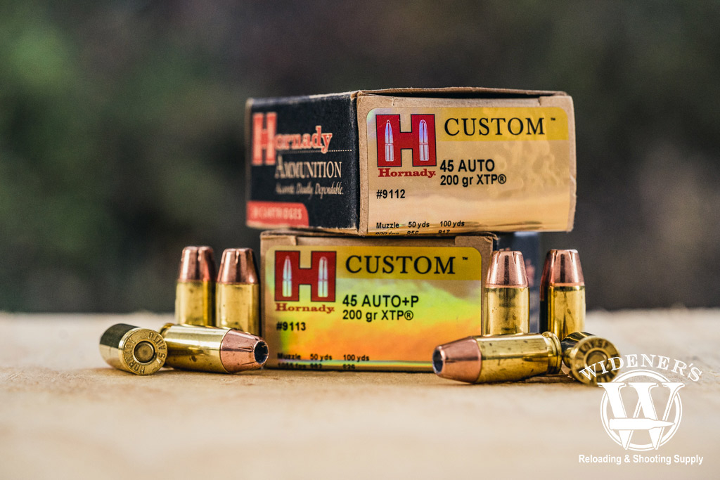 a photo of hornady custom 45 acp jhp ammo