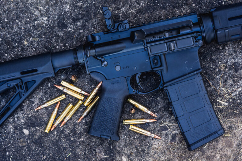 photo of an ar-15 rifle outdoors