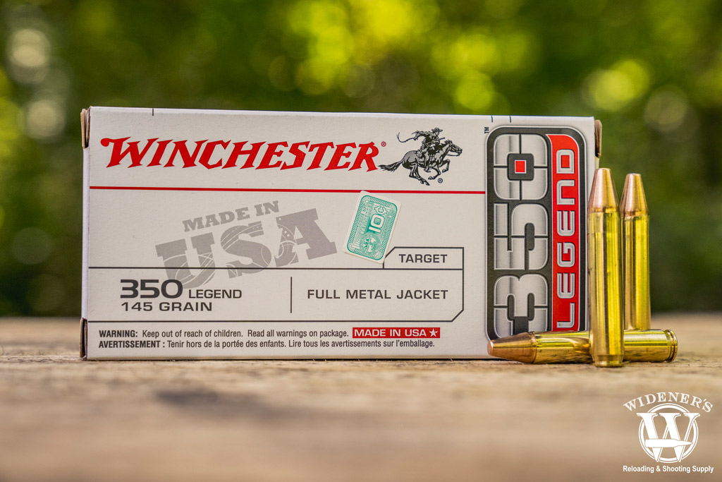 a photo of winchester 145gr FMJ 350 legend ammo outdoors