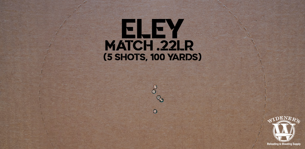 a target shot with ELEY Match .22LR at 100 yards