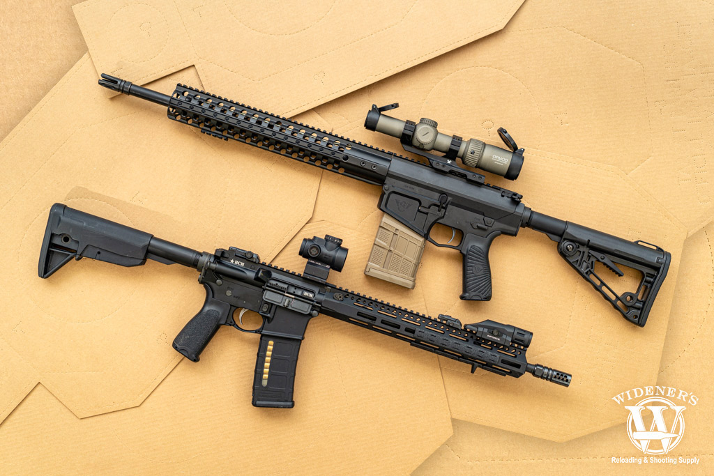 a photo of a ar-15 and ar-10 battle rifles