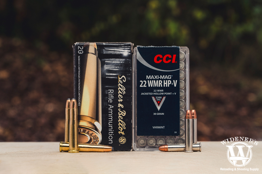 a photo comparing Sellier & Bellot 22 hornet to cci 22 wmr hp+V