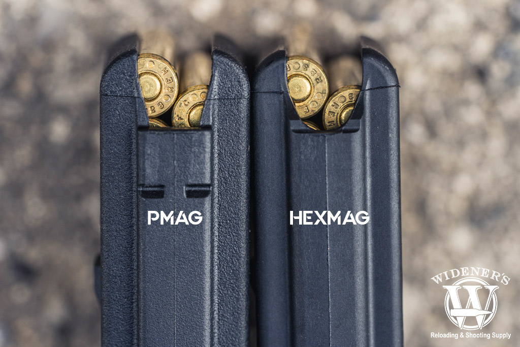 a photo of the backend of a polymer gun magazine