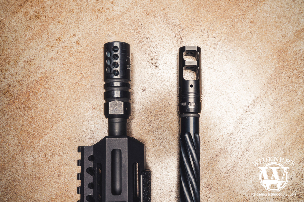 Muzzle Brake VS Compensator a photo comparing Muzzle Brake VS Compensator