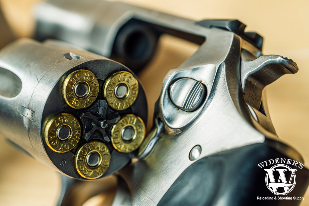 a photo of a loaded 357 magnum revolver