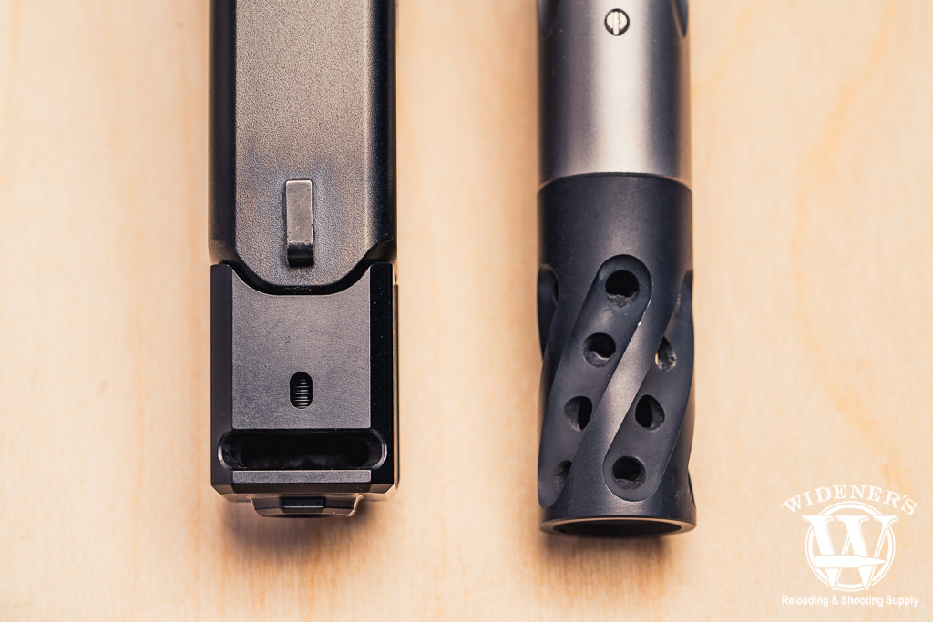 macro photo of a pistol compensator a macro photo of a pistol compensator