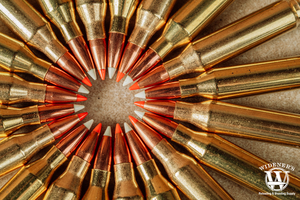 a macro photo of ballistic poly tipped bullets