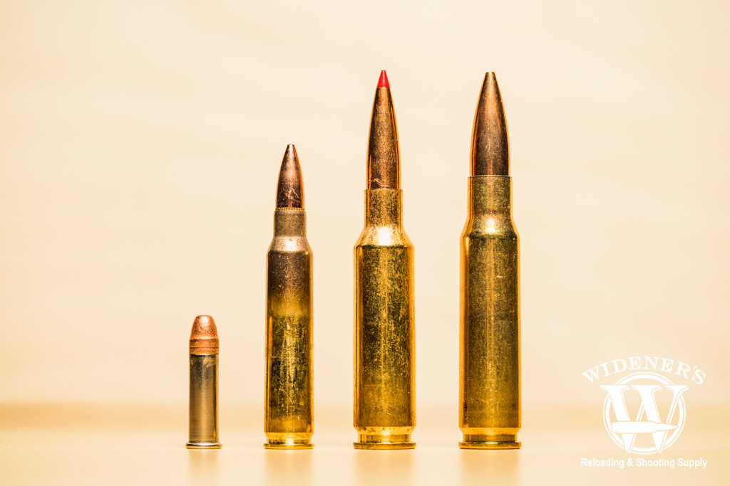 a photo of popular rifle calibers including 22lr, 223, 6.5 creedmoor, and 308