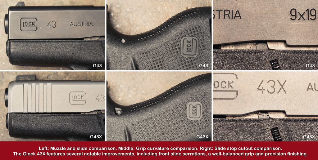 a comparison of the ergonomics of the glock 43 vs 43x pistols