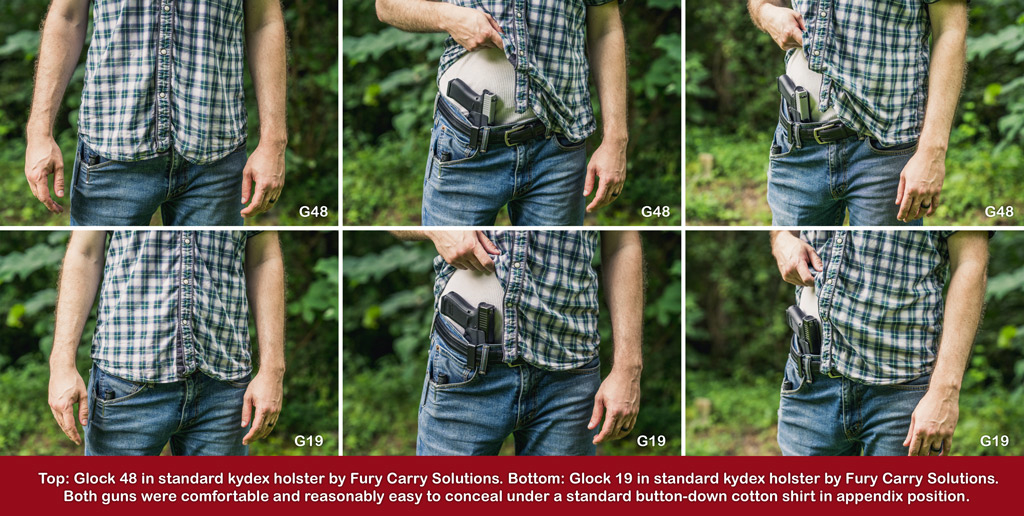 a concealed carry comparison between the glock 48 and the glock 19 handguns