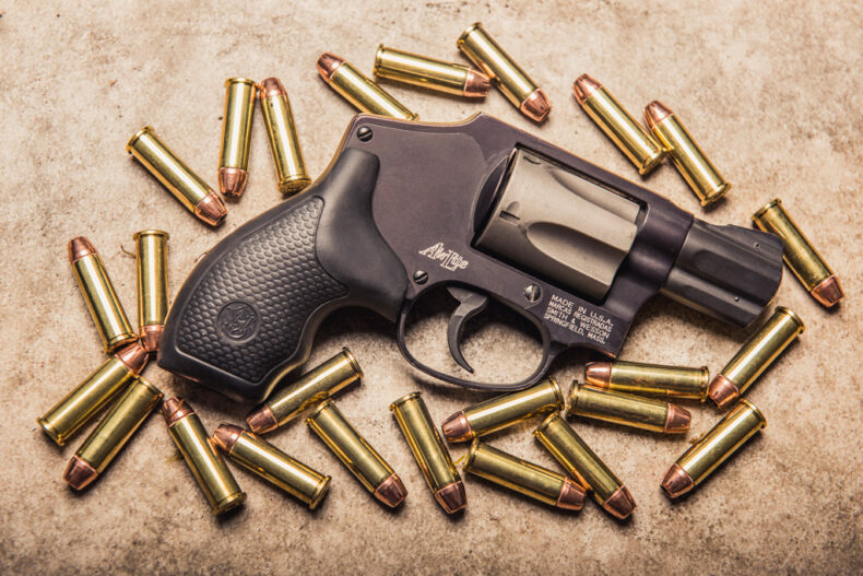 photo of smith and wesson 38 special revolver with ammo