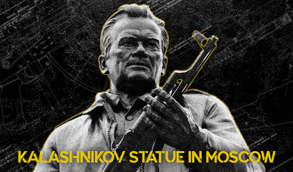 the Mikhail Kalashnikov statue in moscow russia