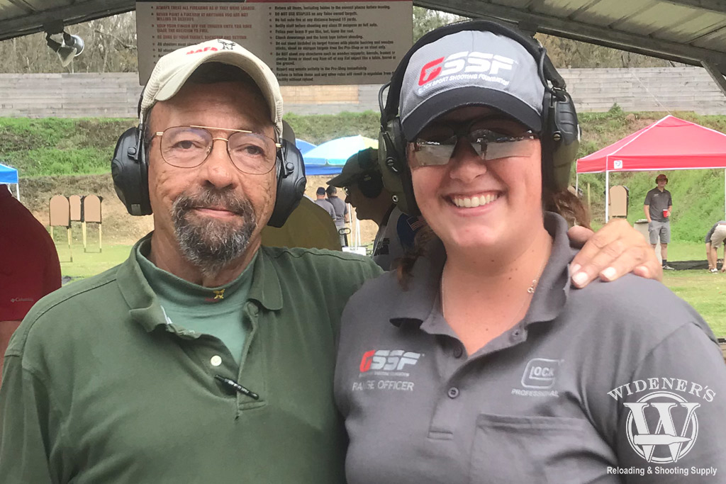 photo of a female shooter best home defense training with massad ayoob at a gun range