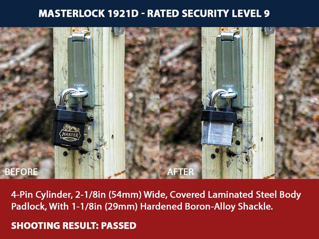 a photo of Masterlock 1921D padlock shooting a lock