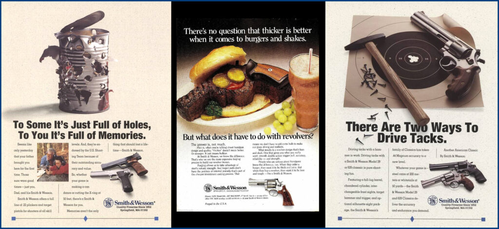 a selection of vintage smith & wesson ads