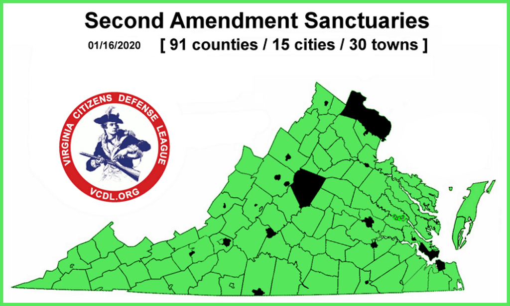 a chart showing second amendment sanctuaries in the state of virginia