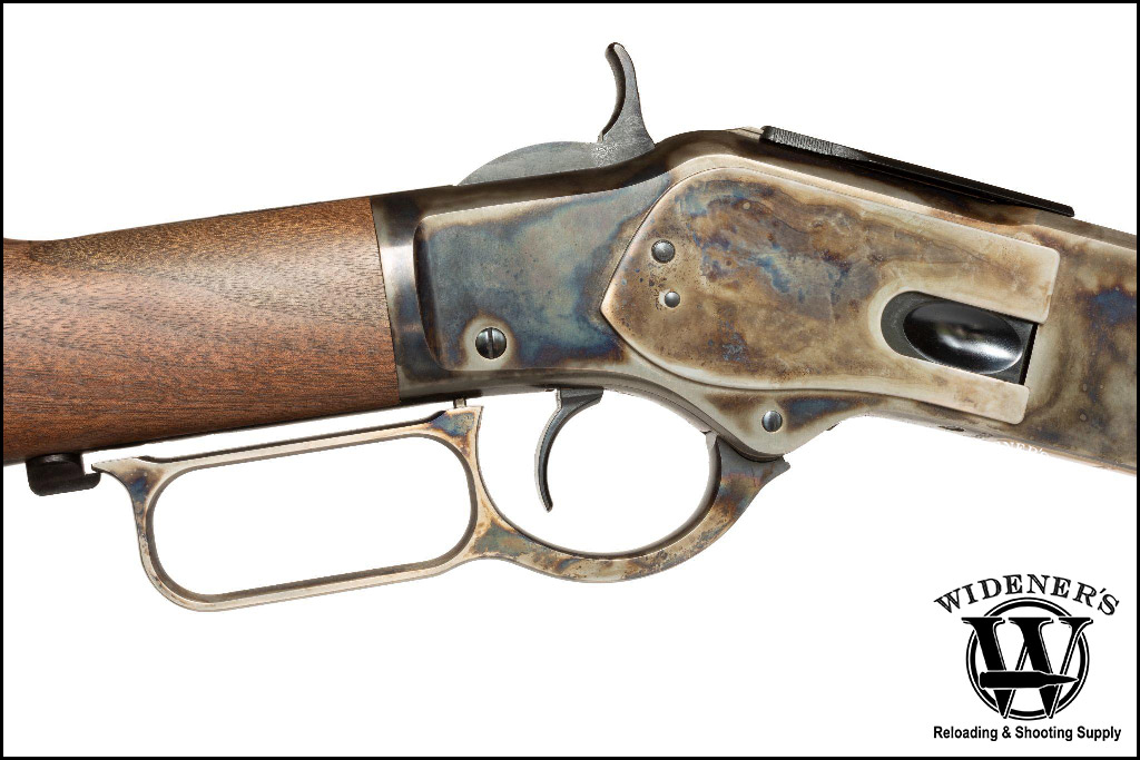 a close-up photo of a lever action rifle