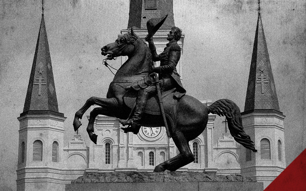 a photo of Andrew Jackson's statue located in East New Orleans