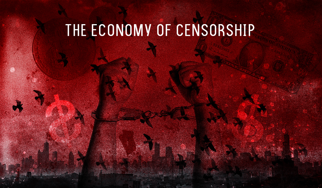 an illustration depicting the economy of censorship