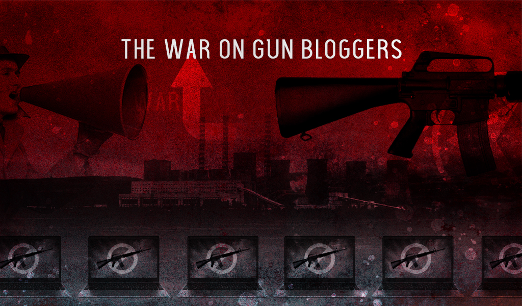 an illustration visually depicting the war on gun bloggers