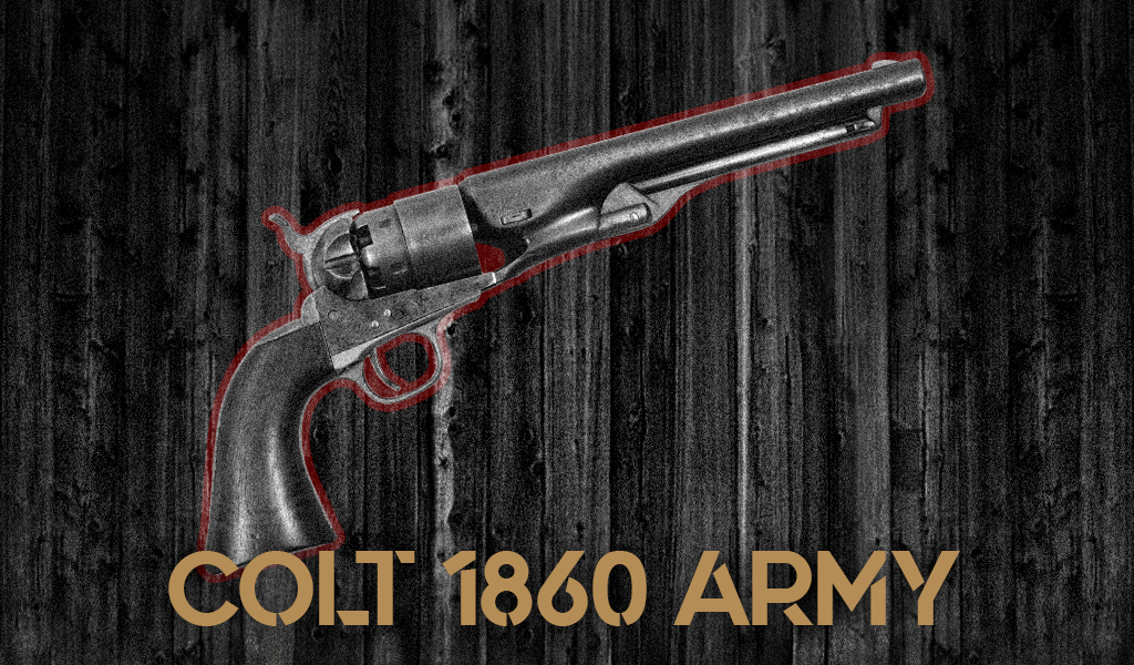 a photo of the Colt 1860 Army revolver guns of pale rider