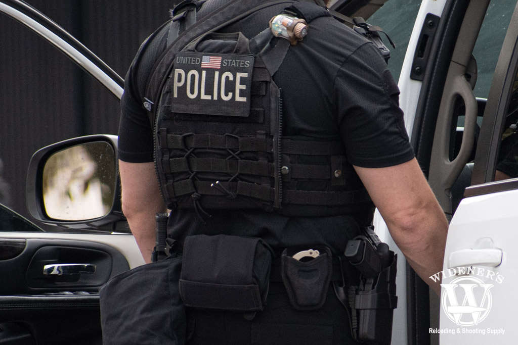 a photo of a police officer wearing a plate carrier
