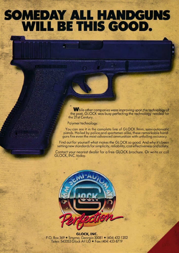 a photo of a vintage glock print ad