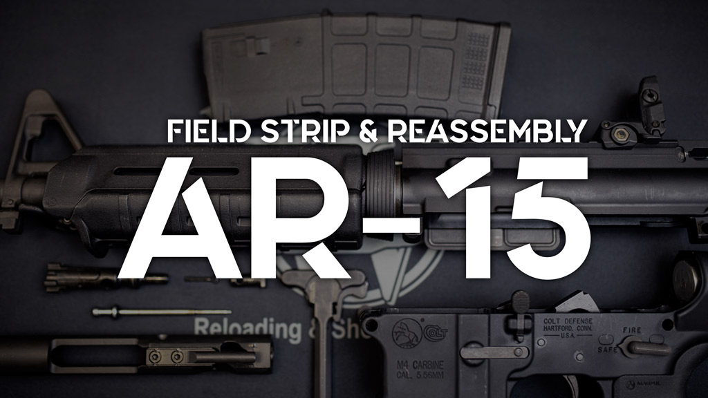 an image showing how to field strip an AR-15 rifle