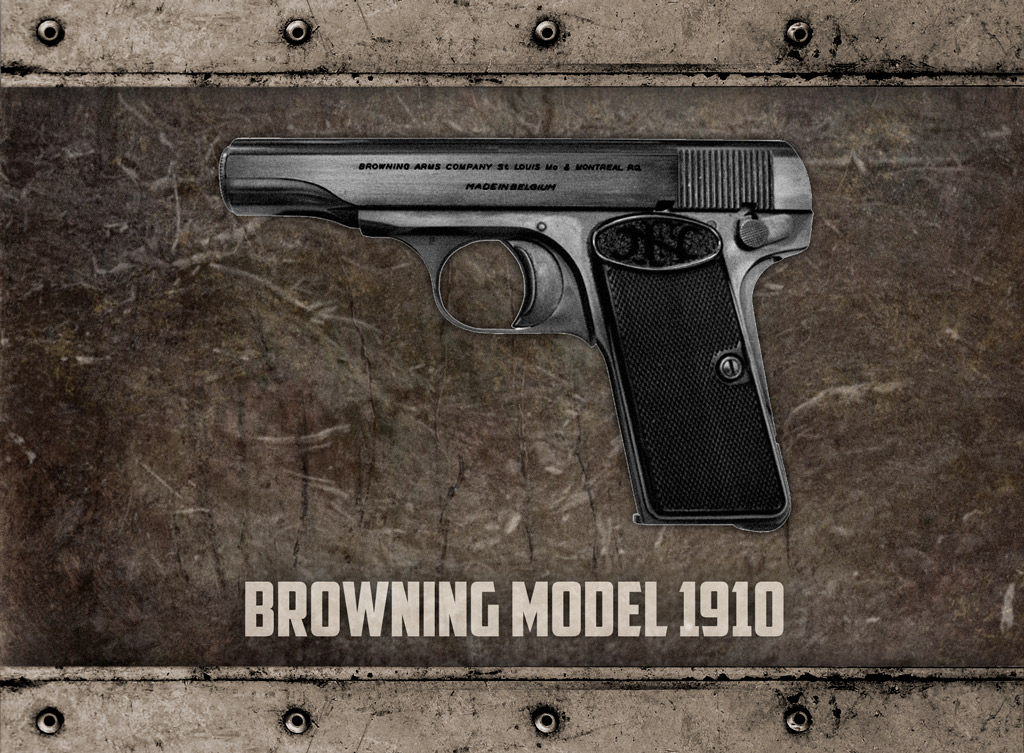 a photo of the browning model 1910 semi automatic pistol